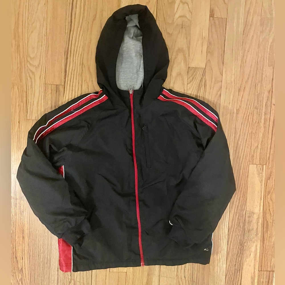 TekGear Red & Black Zip-Up Hoodie WindBreaker Boys Size Large